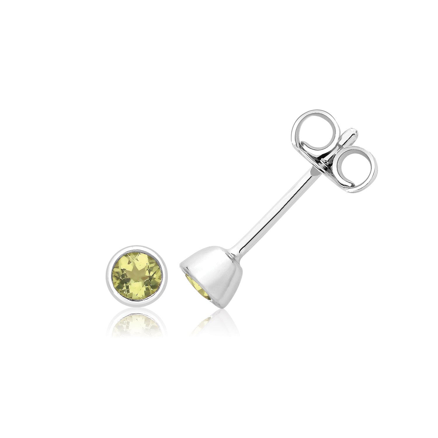 Silver Peridot Solitaire Studs