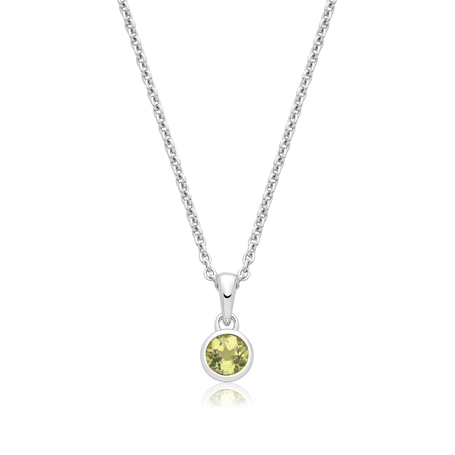 Silver Peridot Solitaire Necklace