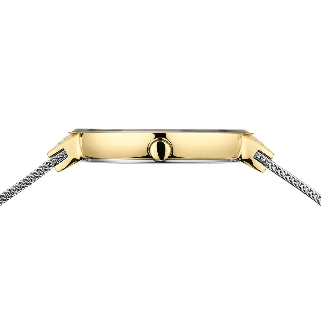 Bering Ladies Two Tone Watch with CZ with Milanese Mesh Strap 10135-0105