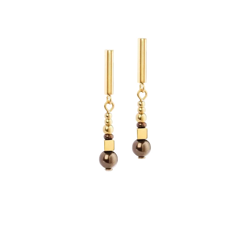 Shimmering Princess Pearls gold-brown Earrings