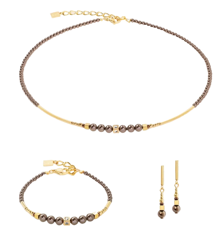 Shimmering Princess Pearls gold-brown Earrings