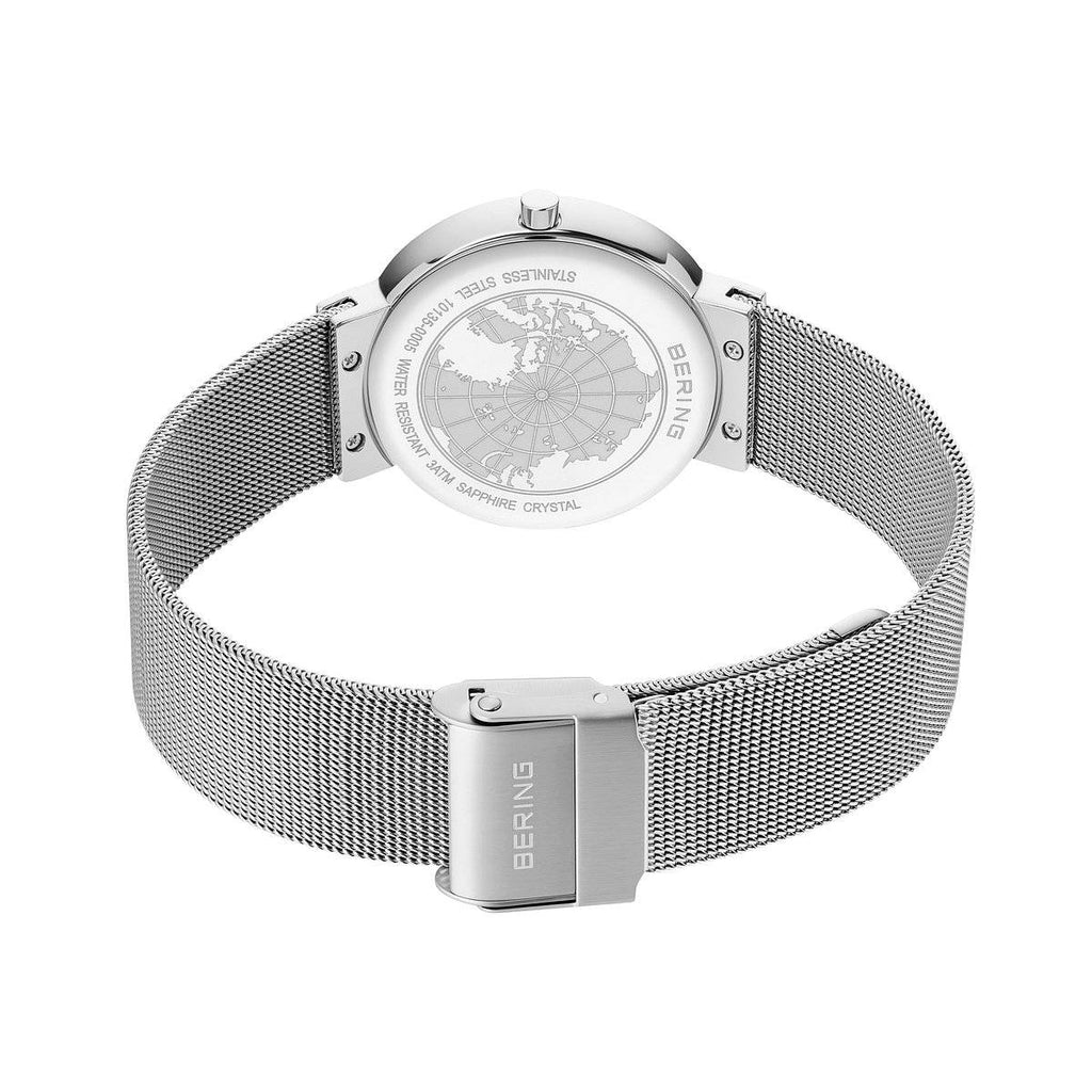 Bering Ladies Silver Watch with CZ with Milanese Mesh Strap 10135-0005
