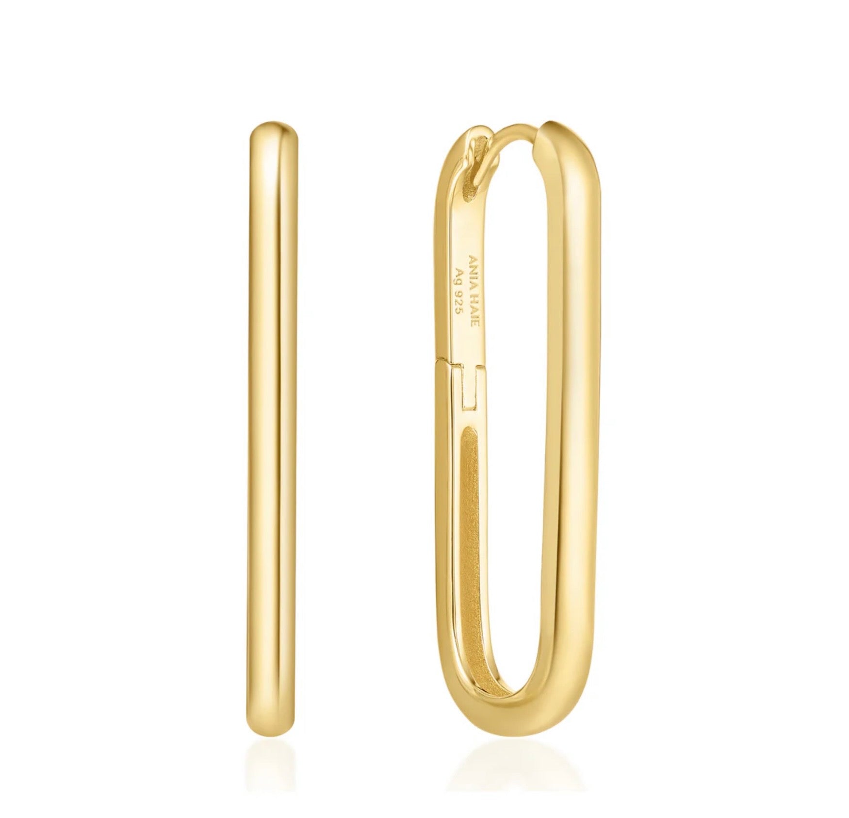 GOLD TUBE OVERSIZED U HOOP EARRINGS