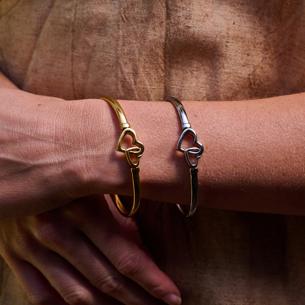 AVA & SKY Linked Heart Gold Plated  Waterproof Bangle