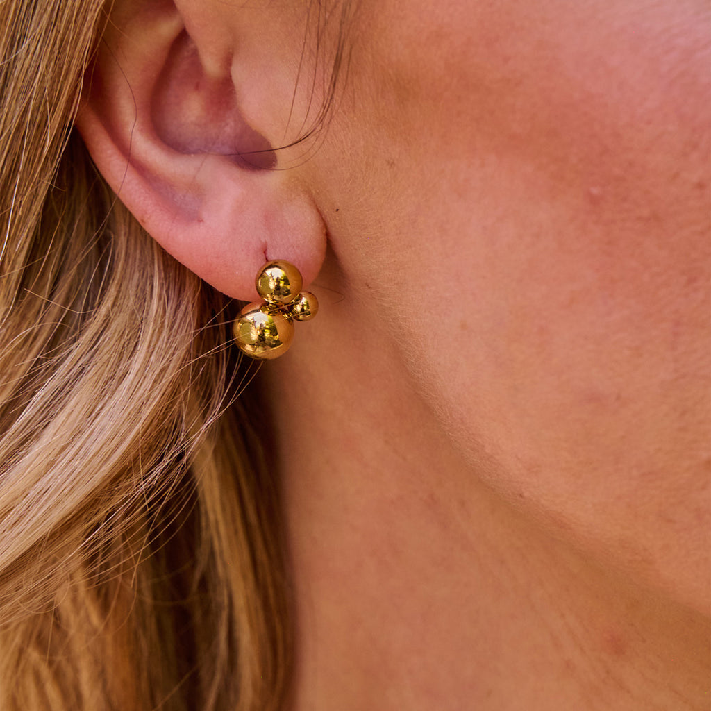 AVA & SKY Bubble Gold Plated Waterproof Studs