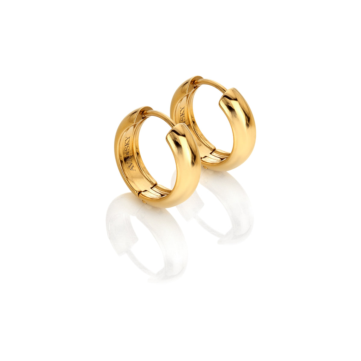 AVA & SKY Chubby Gold Plated Waterproof Hoop Earrings