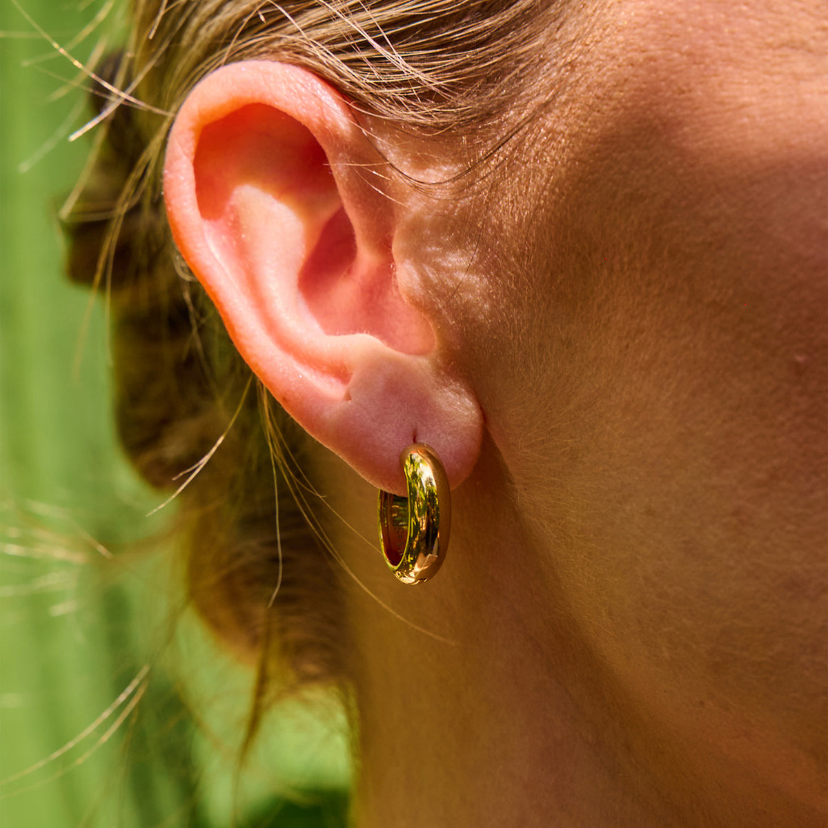 AVA & SKY Chubby Gold Plated Waterproof Hoop Earrings