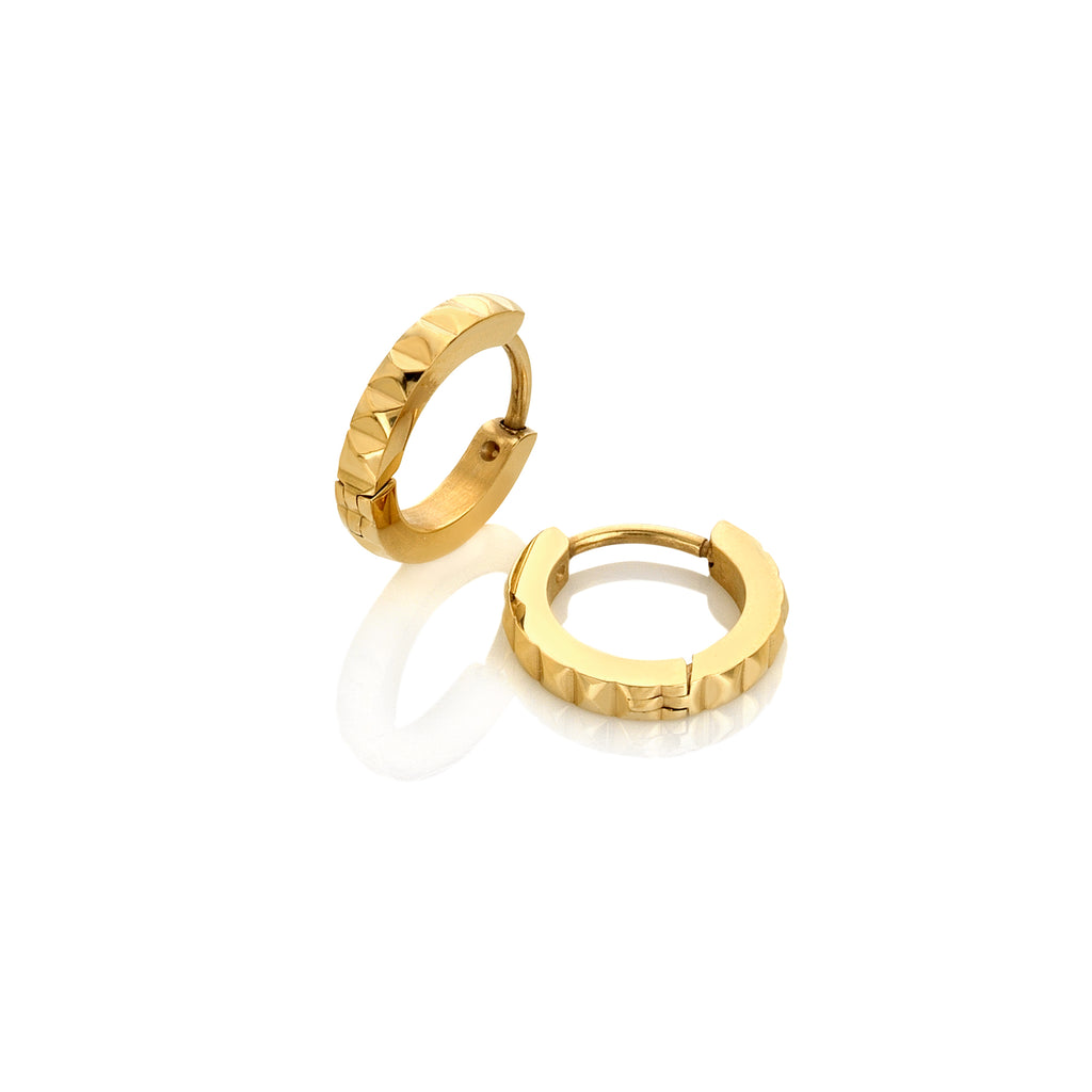 AVA & SKY Faceted Gold Plated Waterproof Huggie