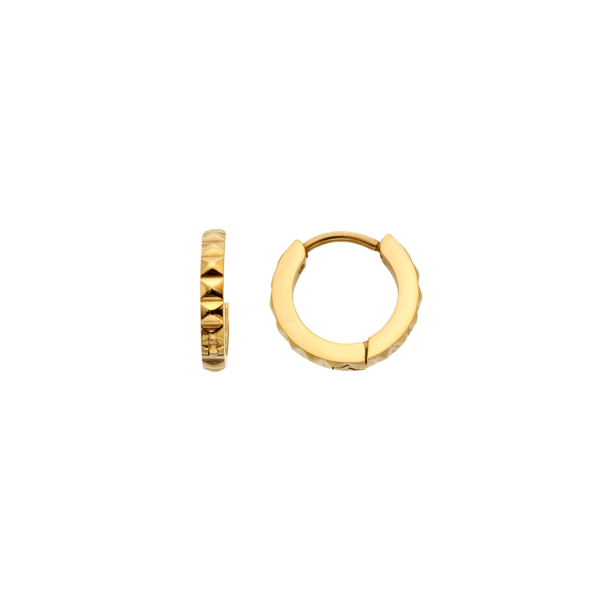 AVA & SKY Faceted Gold Plated Waterproof Huggie