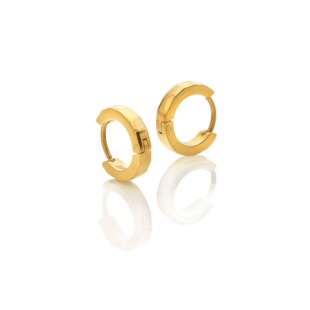 AVA & SKY Squared Gold Plated Waterproof Huggie
