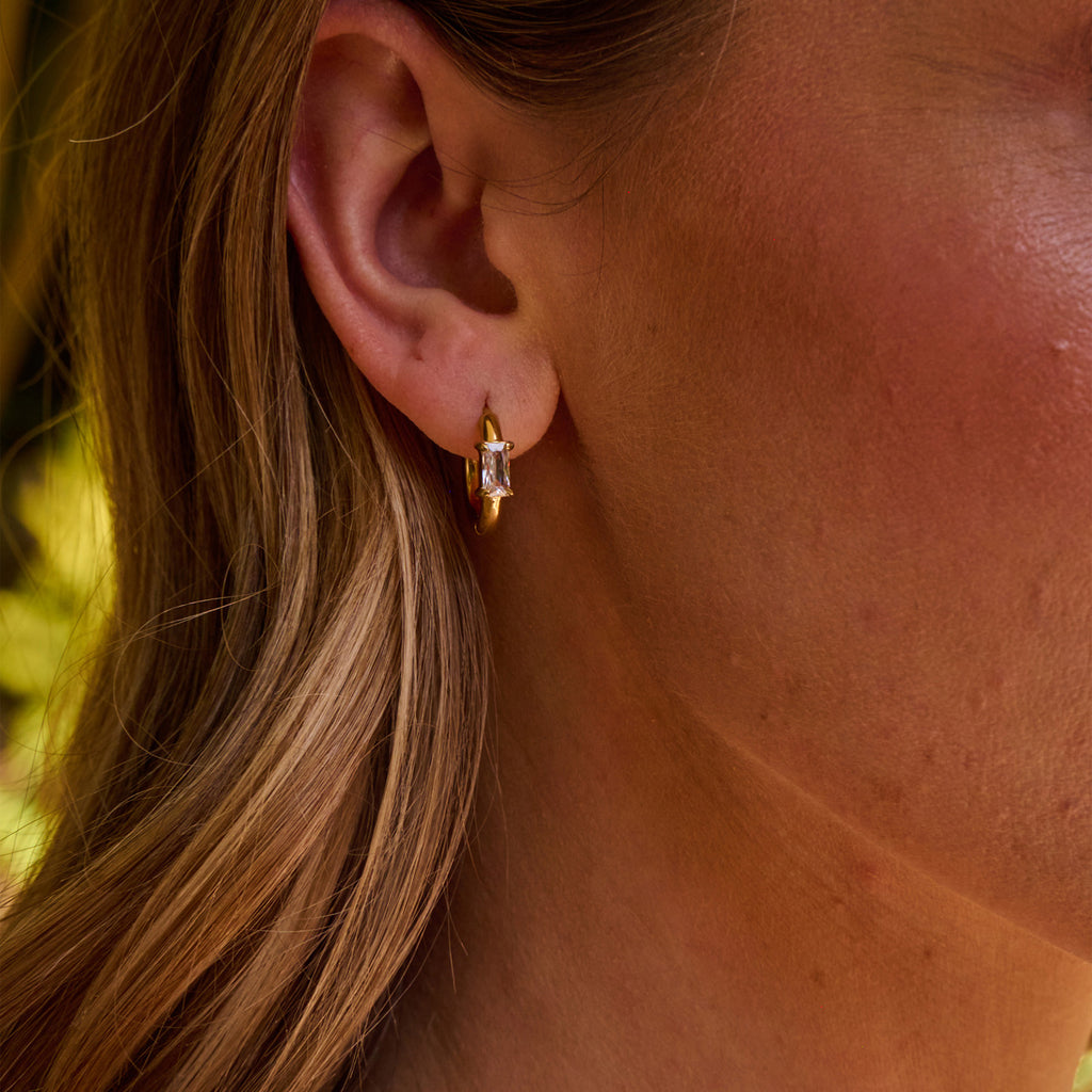 AVA & SKY Wanderlust Gold Plated Waterproof Stone Set Hoops