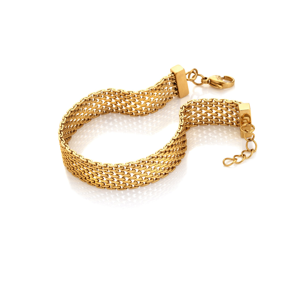 AVA & SKY Mesh Gold Plated Waterproof Bracelet