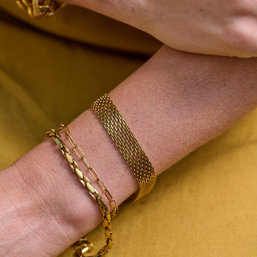 AVA & SKY Mesh Gold Plated Waterproof Bracelet