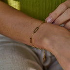 AVA & SKY Interlocking Paperclip Gold Plated Waterproof Bracelet