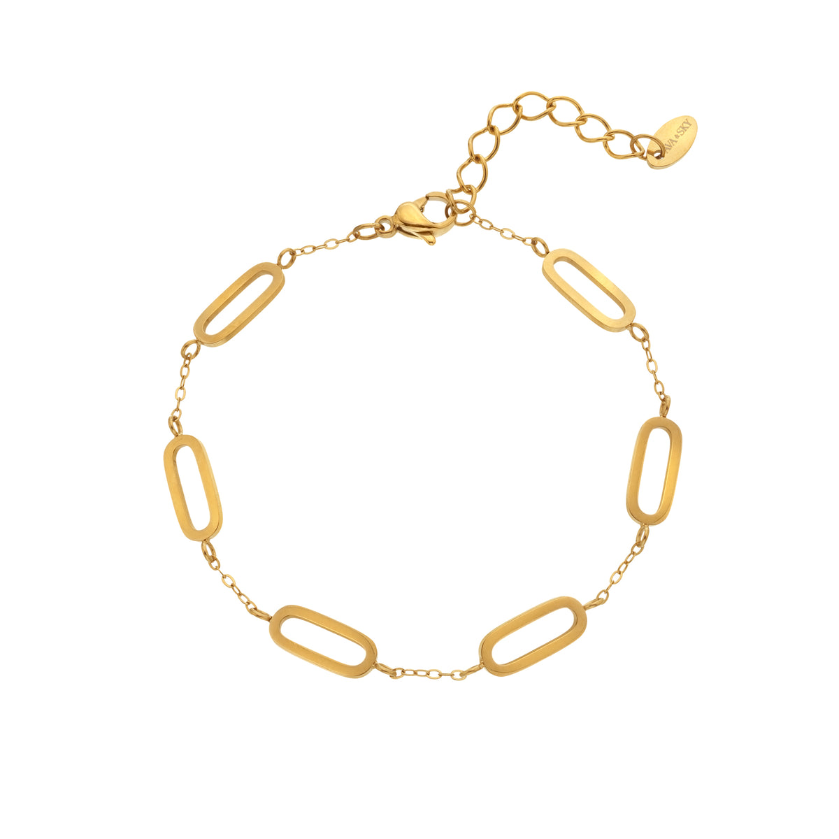 AVA & SKY Interlocking Paperclip Gold Plated Waterproof Bracelet