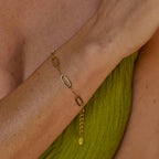 AVA & SKY Interlocking Paperclip Gold Plated Waterproof Bracelet