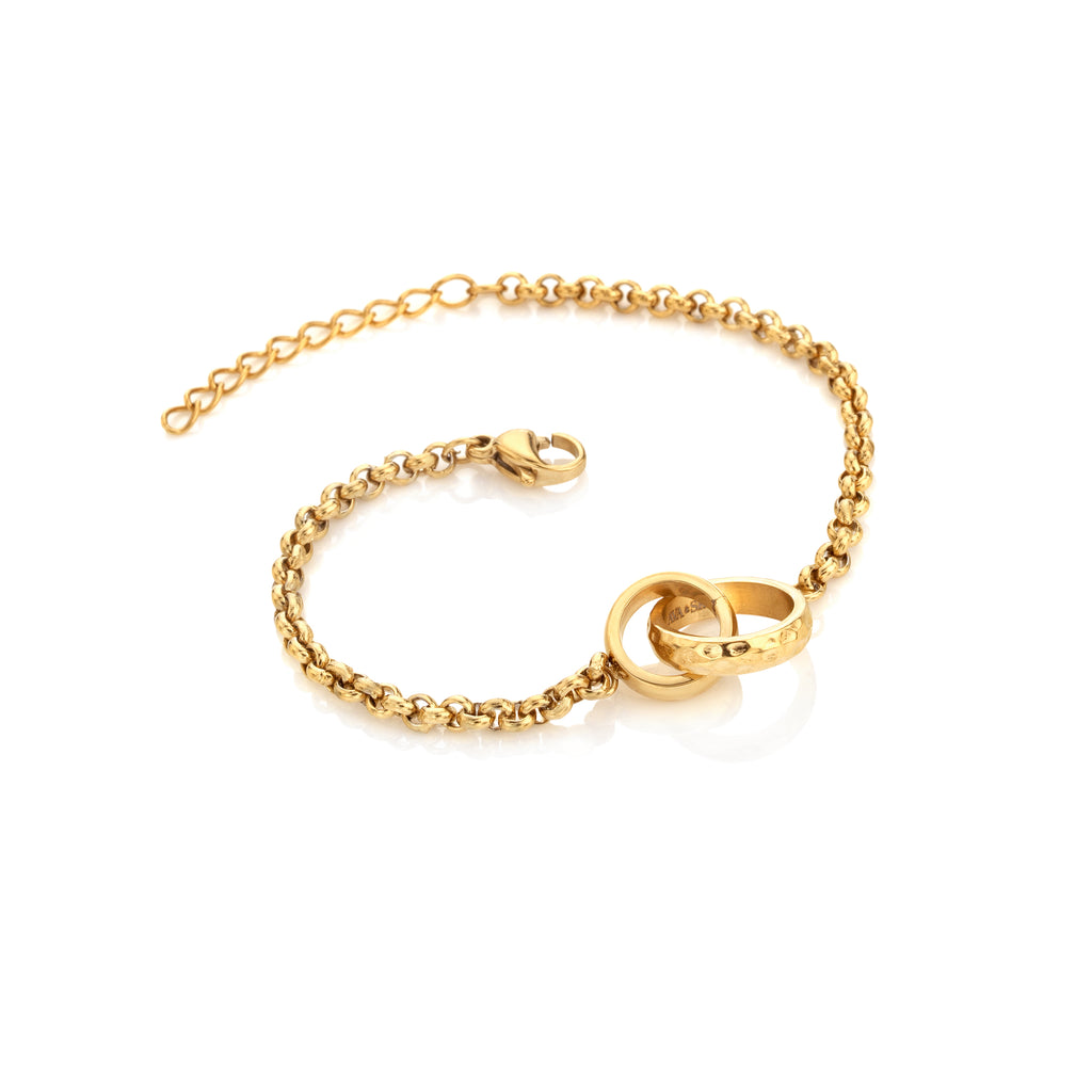 AVA & SKY Interlocking Circles Gold Plated Waterproof Bracelet