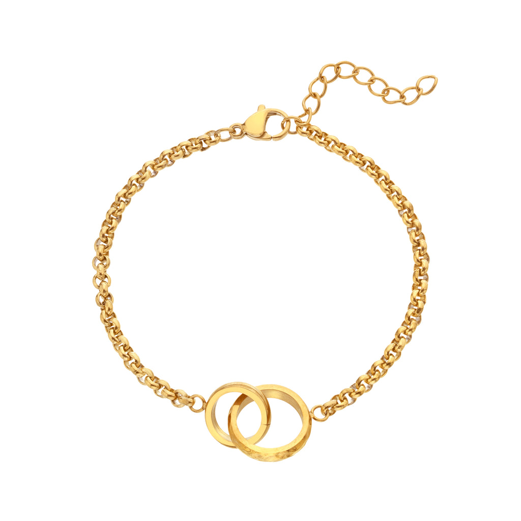 AVA & SKY Interlocking Circles Gold Plated Waterproof Bracelet
