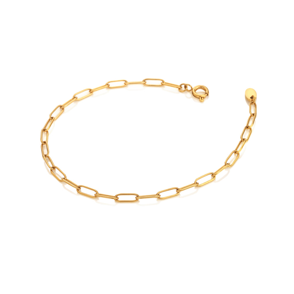 AVA & SKY Paperclip Waterproof Gold Plated Bracelet