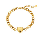 AVA & SKY Chunky Heart Gold Plated Waterproof Bracelet