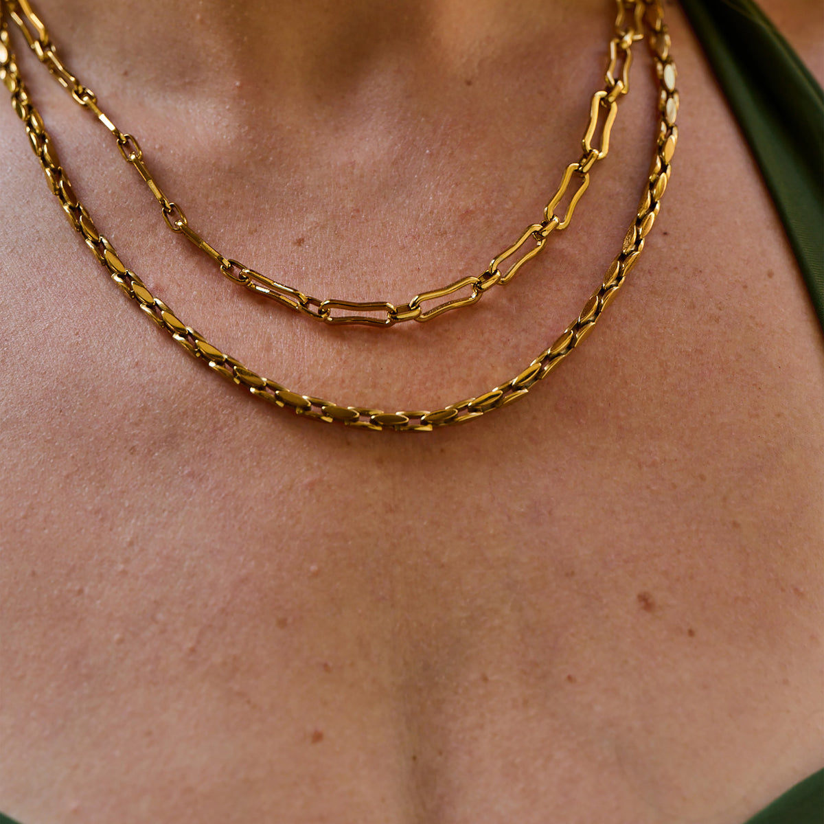 AVA & SKY Organic Paperclip Gold Plated Waterproof Necklace