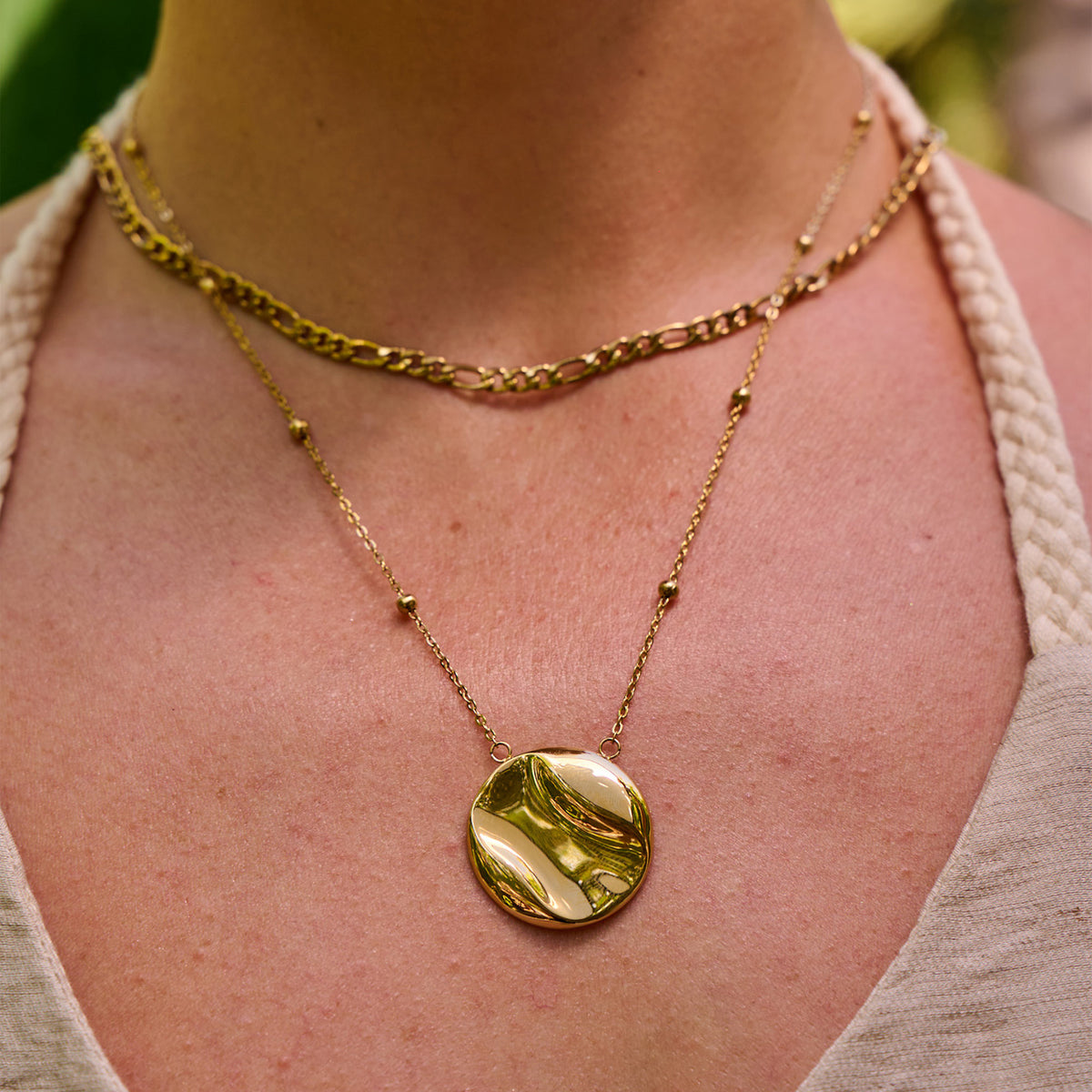 AVA & SKY Riviera Gold Plated Waterproof Disc Necklace