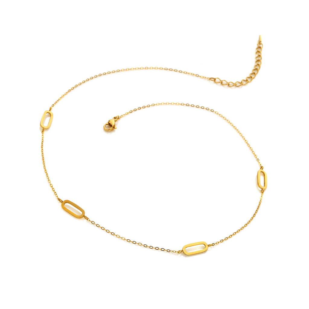 AVA & SKY Intermittent Paperclip Gold Plated Waterproof Necklace