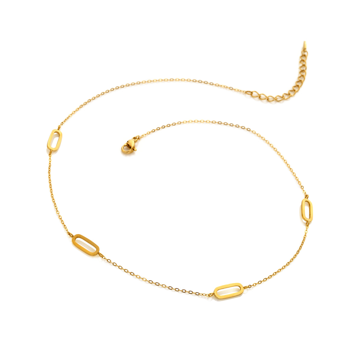 AVA & SKY Intermittent Paperclip Gold Plated Waterproof Necklace