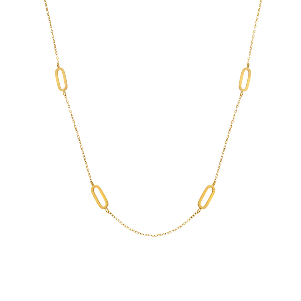 AVA & SKY Intermittent Paperclip Gold Plated Waterproof Necklace