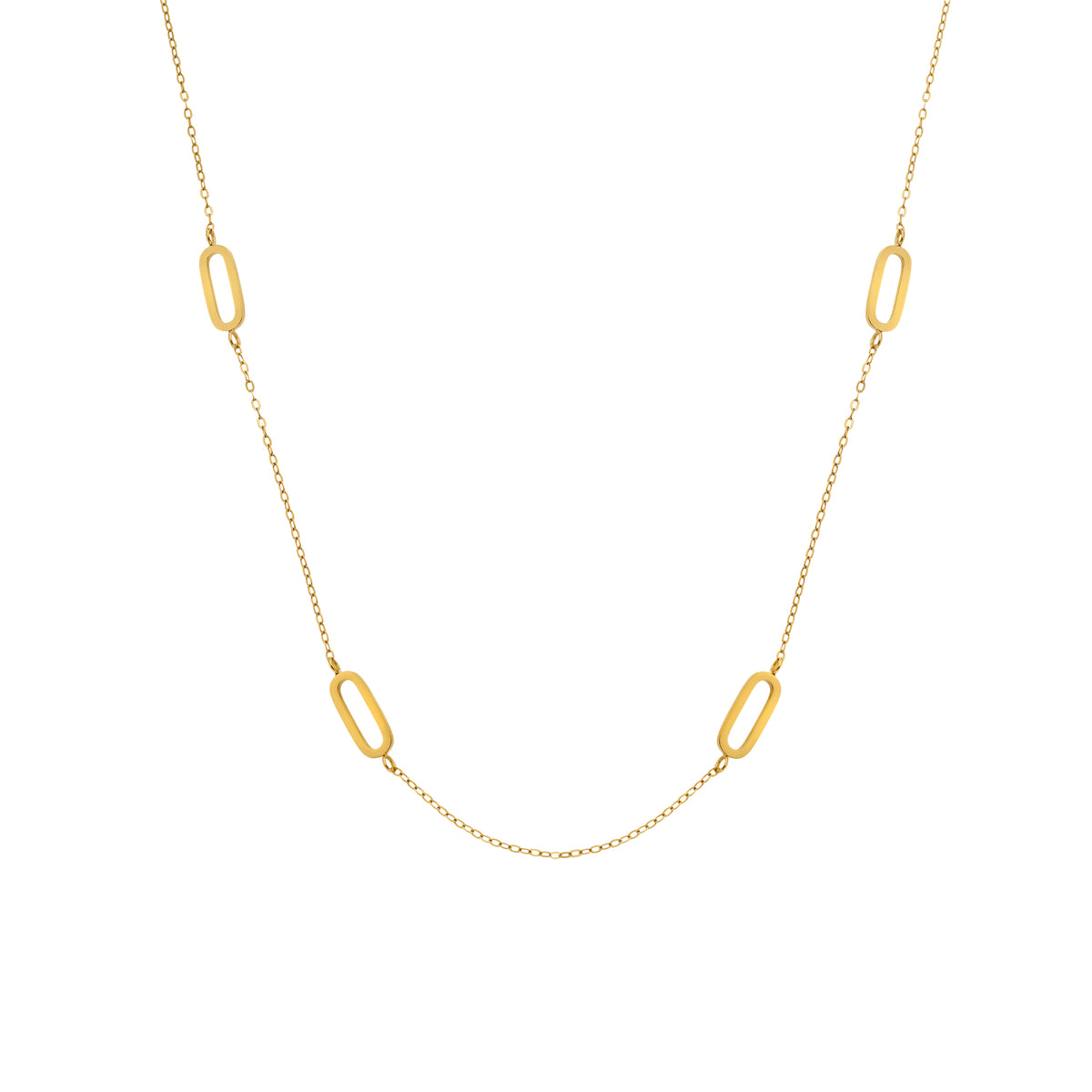 AVA & SKY Intermittent Paperclip Gold Plated Waterproof Necklace