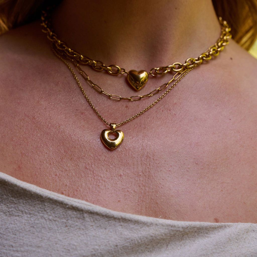 AVA & SKY Chunky Heart Gold Plated Waterproof Necklace