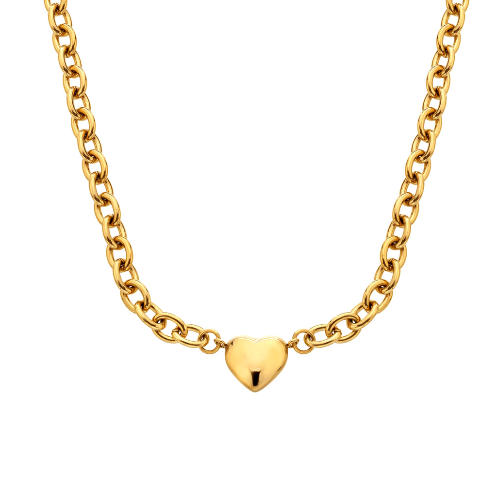 AVA & SKY Chunky Heart Gold Plated Waterproof Necklace