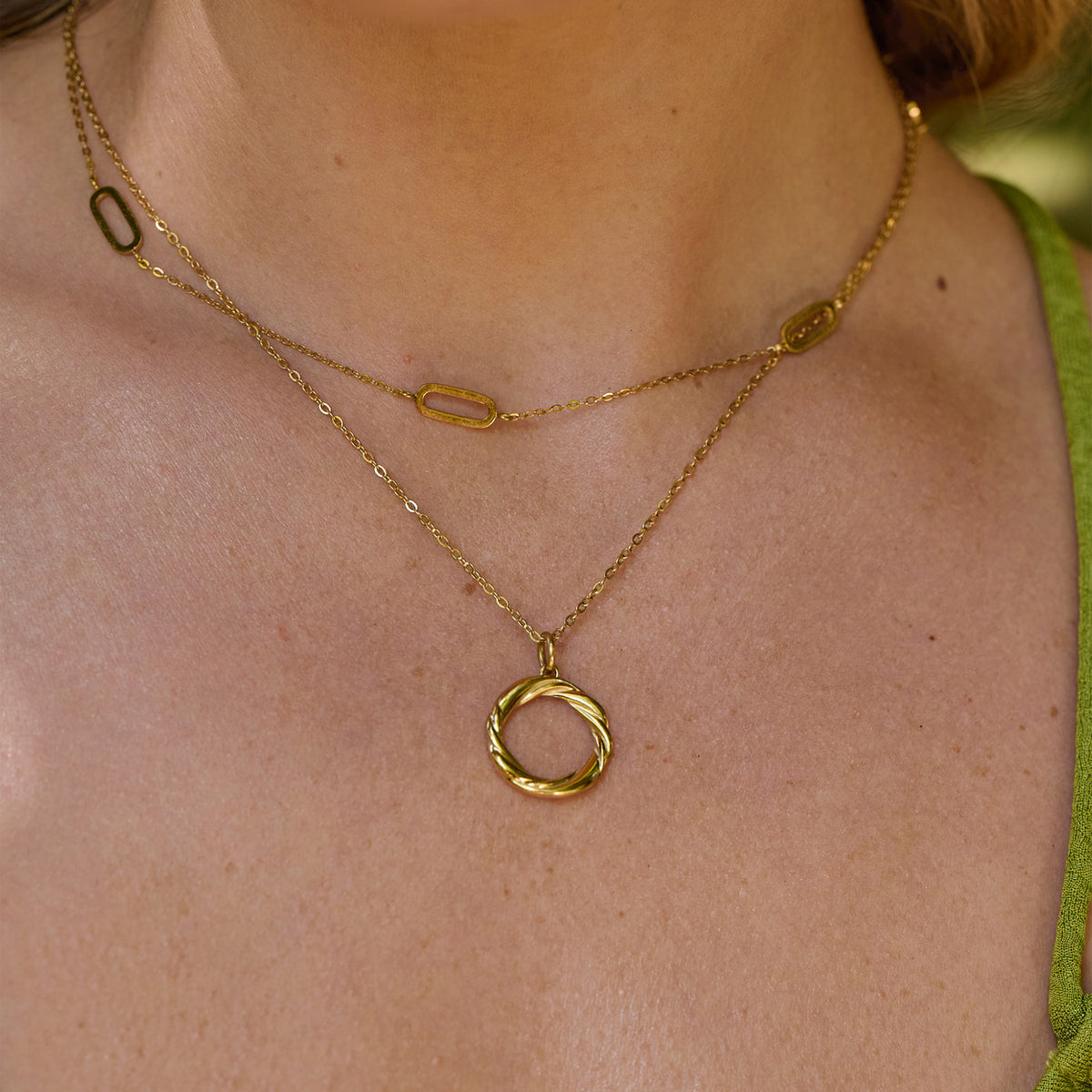 AVA & SKY Twisted Ribbon Gold Plated Waterproof Necklace