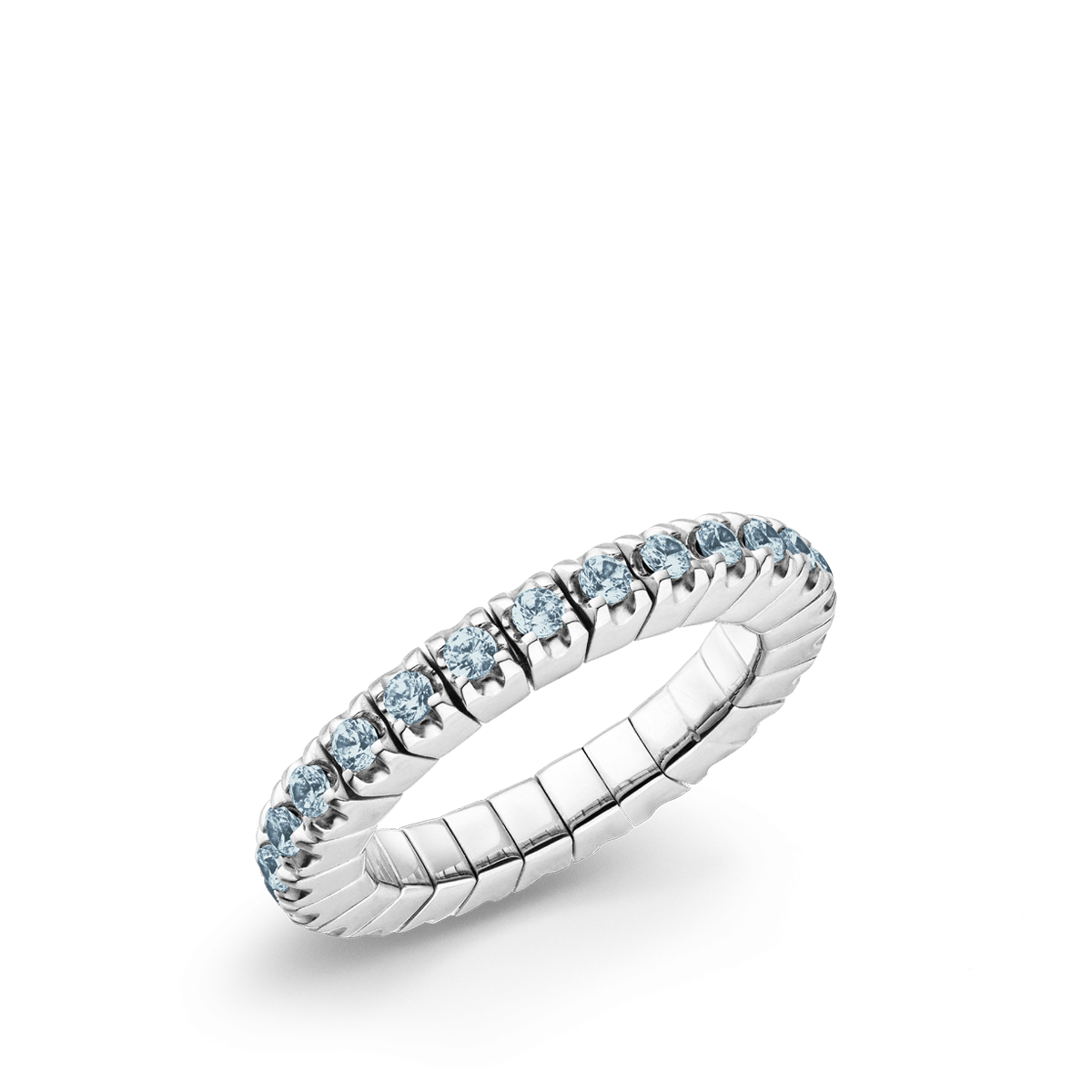 Dazzling Colour Flex ring 2.5mm Aquamarine 925 Gold Plated