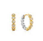 Two Tone Row Bezel Huggies