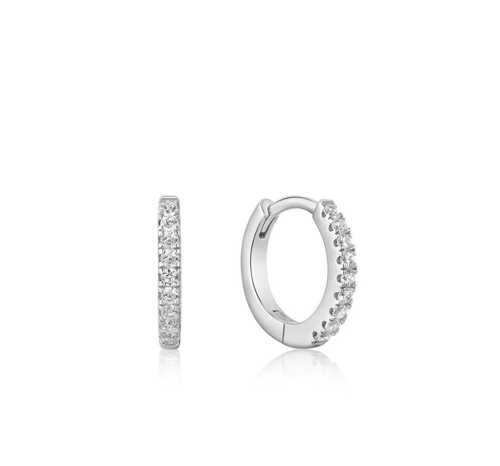 Silver Sparkle Huggie Hoop Earrings