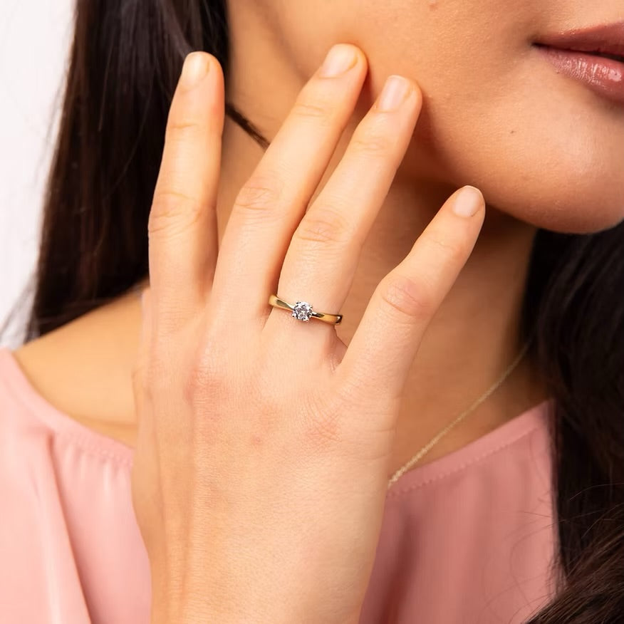 Diamonfire Gold Plated Four Claw 0.50ct Ring