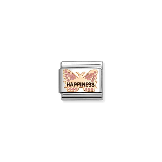 Nomination Pink Butterfly HAPPINESS Charm