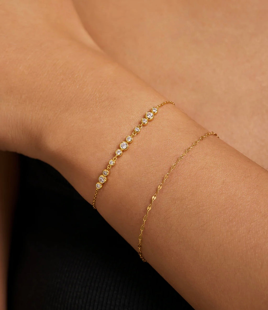 Gold Graduated Bezel-Set Trios Bracelet
