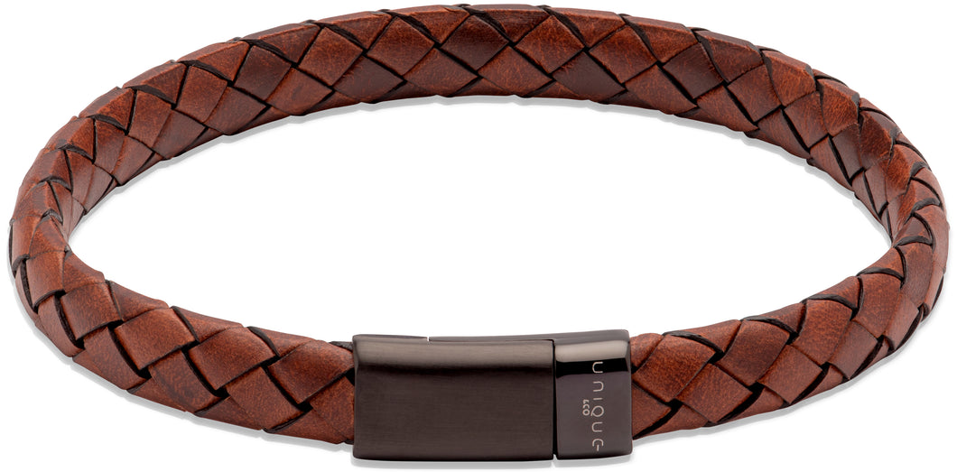 Lido Cognac Leather Bracelet with Black Clasp B454LC
