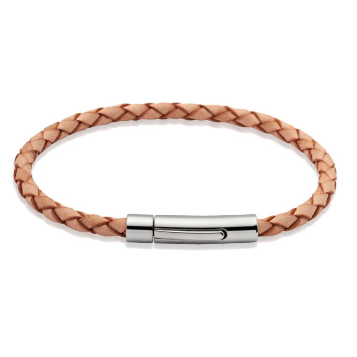 Natural Leather Bracelet with Steel Clasp B53NA