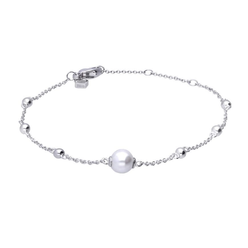 Trace Chain Station Bracelet With Shell Pearl B5431