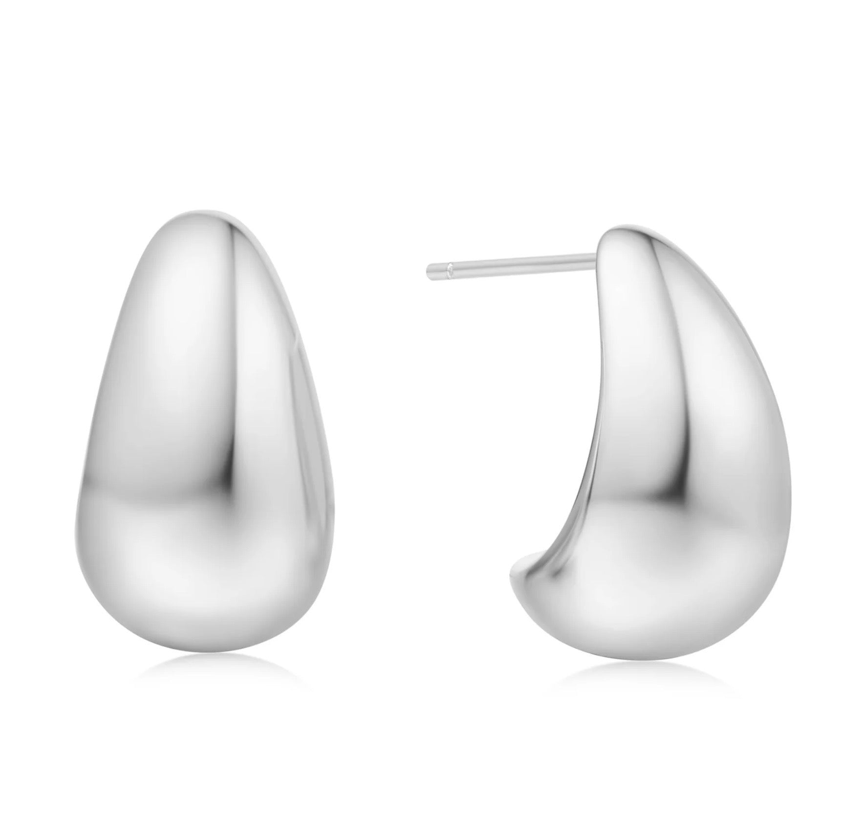 SILVER BOLD DOME HOOP EARRINGS