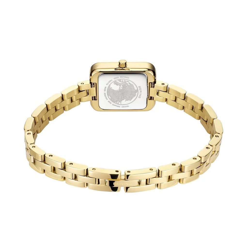 BERING Ladies Gold Rectangle Watch with White Dial 14520-734