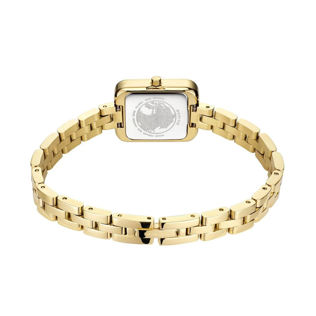 BERING Ladies Gold Rectangle Watch with White Dial 14520-734