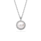 Diamonfire Shell Pearl and Zirconia Halo Pendant