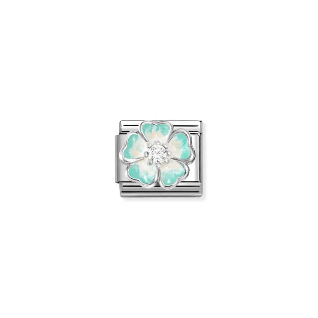 Nomination Silver and Green Flower Fade Charm