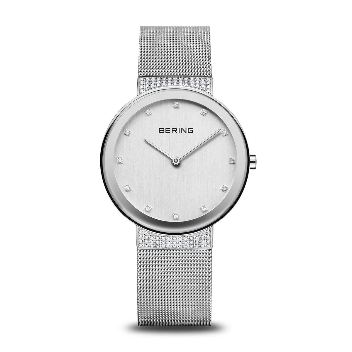 Bering Ladies Silver Watch with CZ with Milanese Mesh Strap 10135-0005
