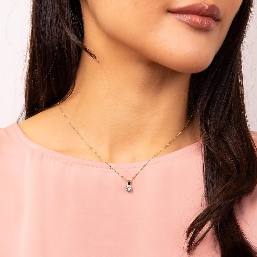 Diamonfire Gold Plated Four Claw 0.50ct Pendant