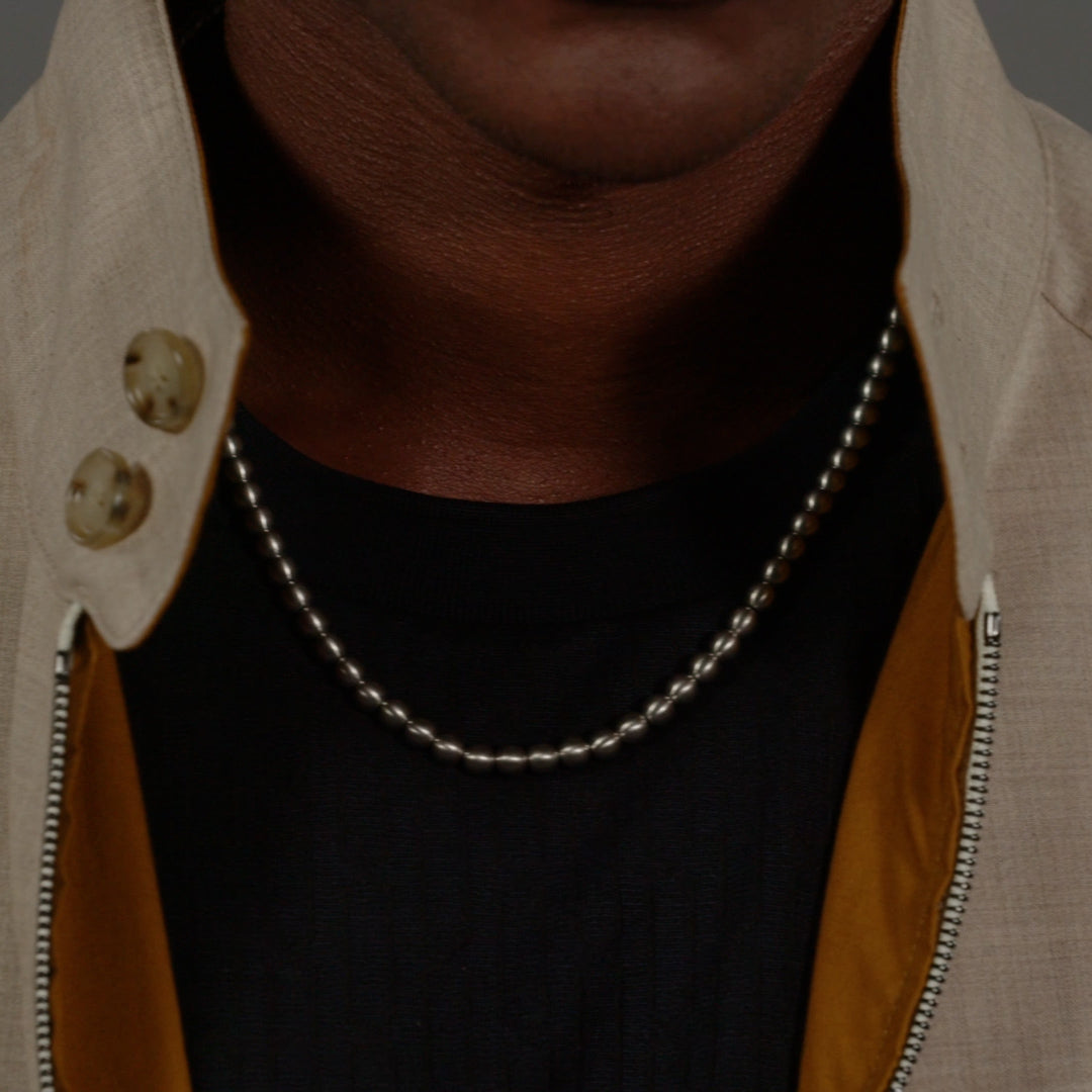 BOSS Sphere Beaded Logo Clasp Necklace